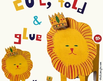 Lion Paper Craft | Instant Download PDF | Lion Coloring Page | DIY 3D Animal Template for Kids | Cut & Glue Activity