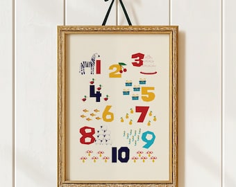 Colorful Numbers Poster for Kids – Educational Counting Print for Playroom or Classroom