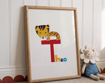 Custom Name Wall Art | Personalized Kids Poster | Colorful Nursery Decor | Retro Playroom Art | Theo Name Print | Boys Room Decor