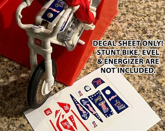 Evel Knievel 1975 Stunt Bike Custom REPLACEMENT Die-cut DECAL Set