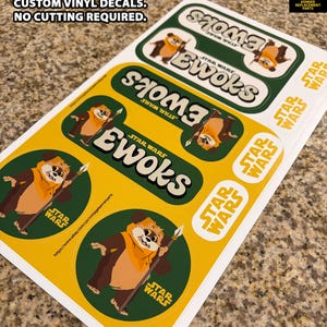 Custom STAR WARS EWOKS 3" to 5" Die-Cut Peel-And-Stick Ten Vinyl Decal Set