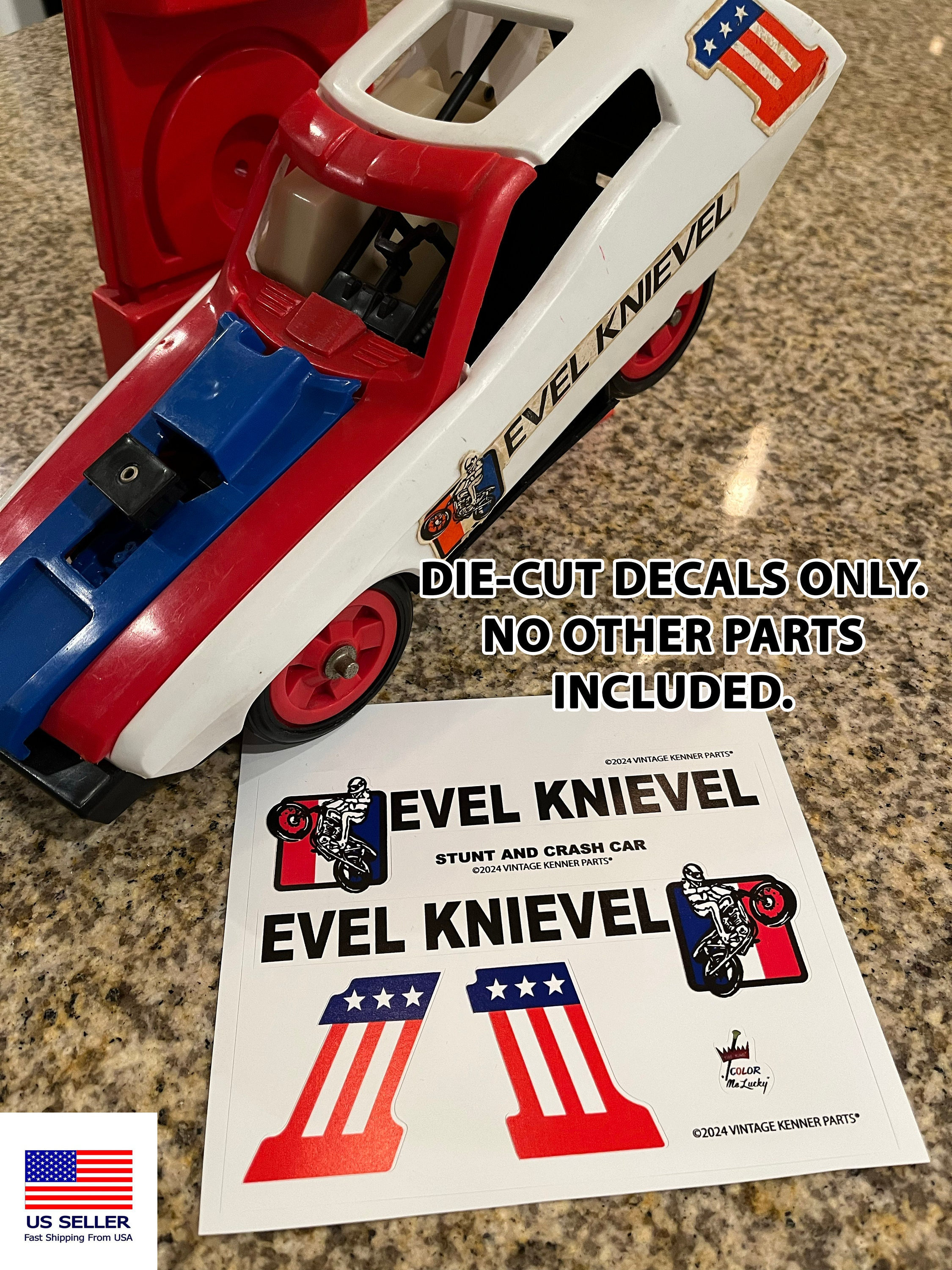 EVe イヴ ガレージキット 未組立 樹脂製 外箱難あり. Ln437 Evel Knievel 1974 Stunt and Crash Car REPLACEMENT Die-cut DECAL
