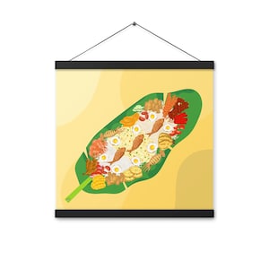 Kamayan Poster with hangers | Kamayan Art Poster | Kamayan Print | Filipino Wall Art Print | Filipino Food Art | Filipino Foodie