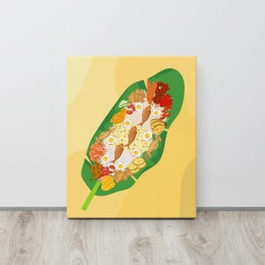 Kamayan Art Print on Canvas | Boodle Fight | Kamayan Art Print | Filipino Food Art | Philippine Food Art | Filipino Kitchen Wall Art | Kamay