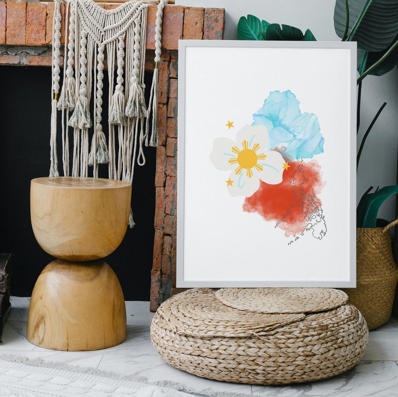 Philippines MAP Butterfly Flag Filipino Map Art Filipino Wall Art