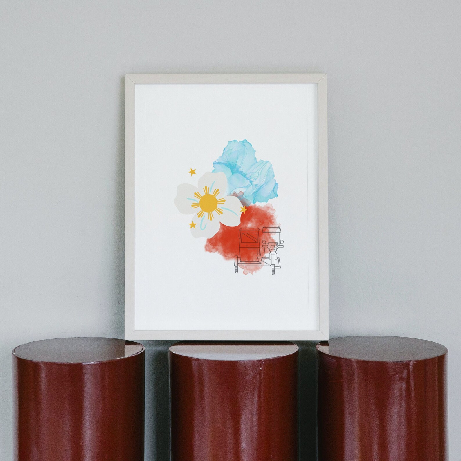 Filipino Tricycle Flag Art Pedicab Filipino Decor Filipino Gifts