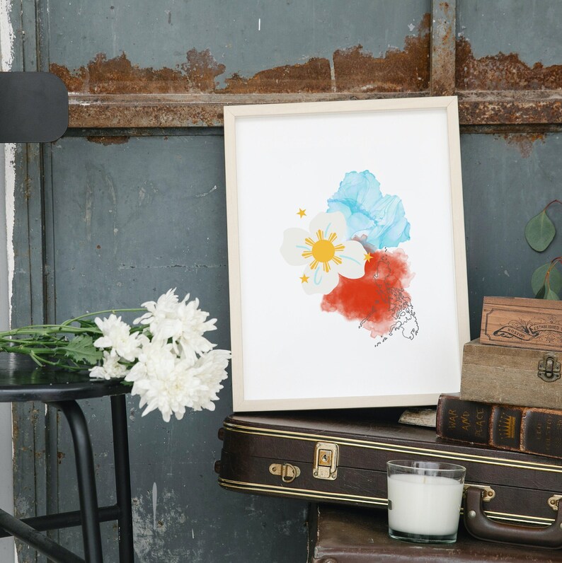 Philippines MAP Butterfly Flag Filipino Map Art Filipino Wall Art