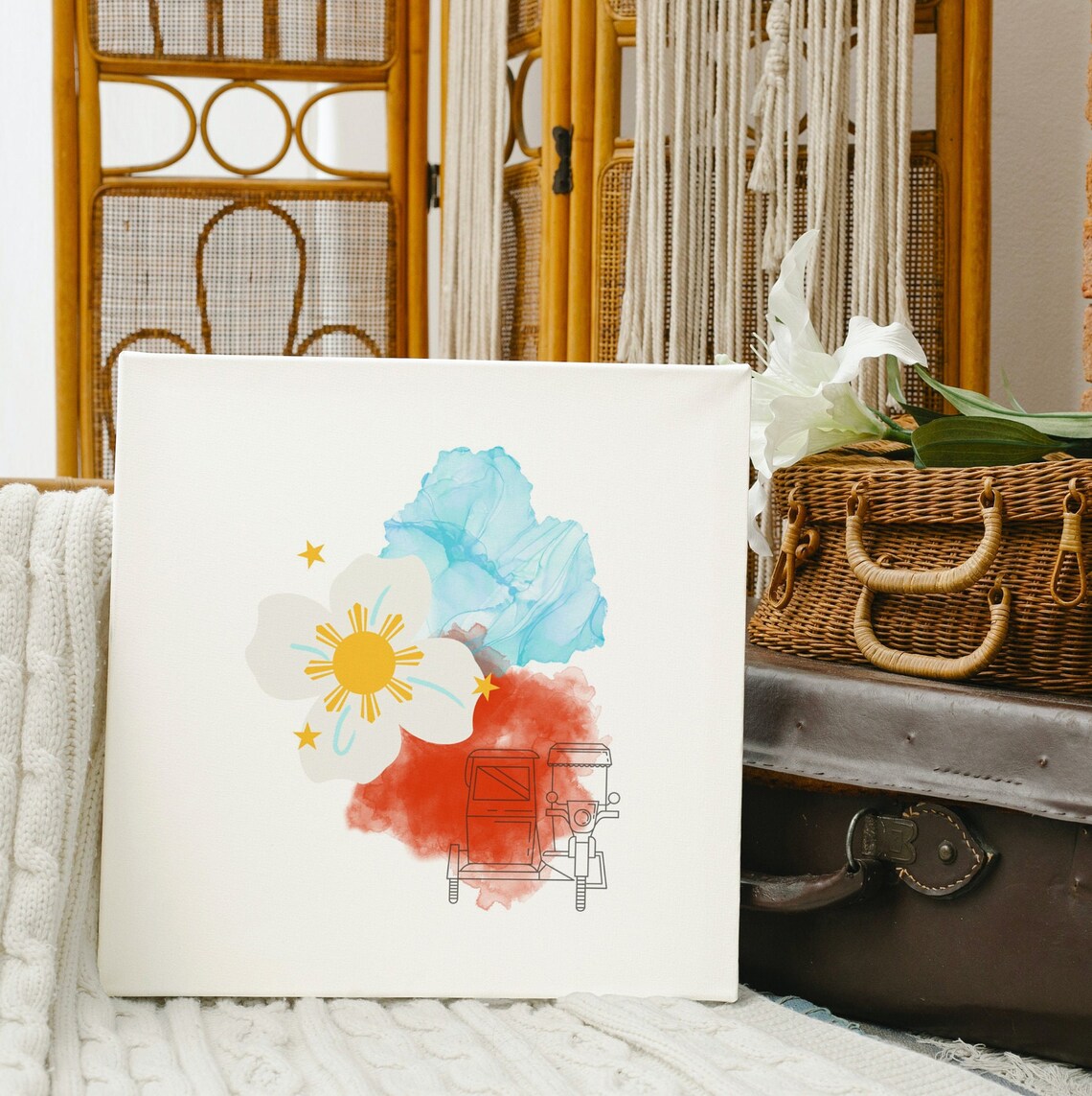 Filipino Tricycle Flag Art Pedicab Filipino Decor Filipino Gifts