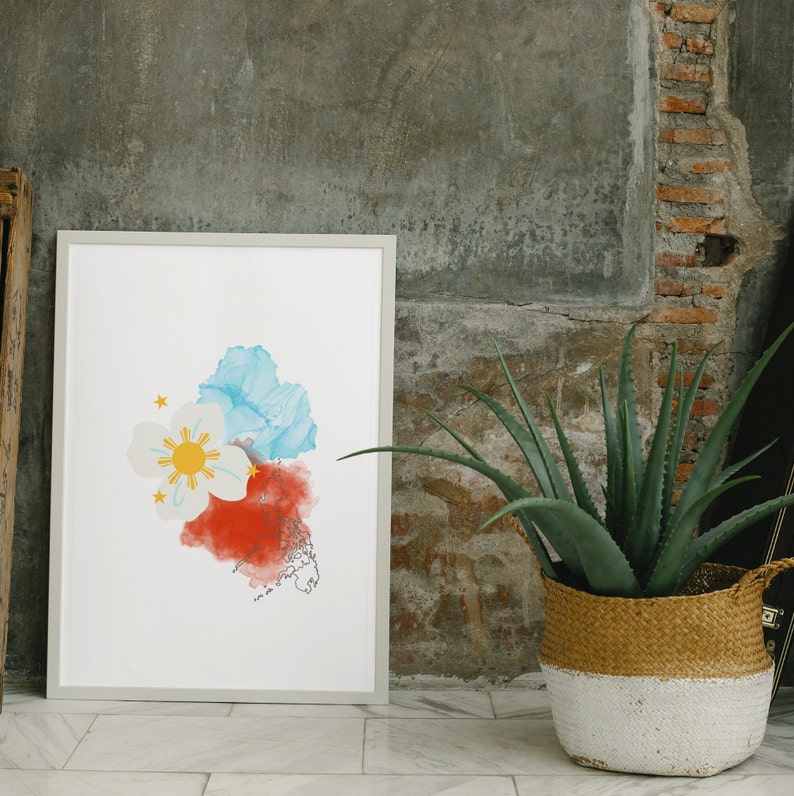 Philippines MAP Butterfly Flag Filipino Map Art Filipino Wall Art