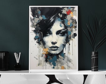 Abstract Portrait | Woman Face Painting | Oil Painting | Modern Wall Art | Digital Download | Home Decor