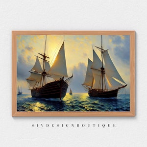 Printable Oil Painting | Sailing Ships  | Digital Download