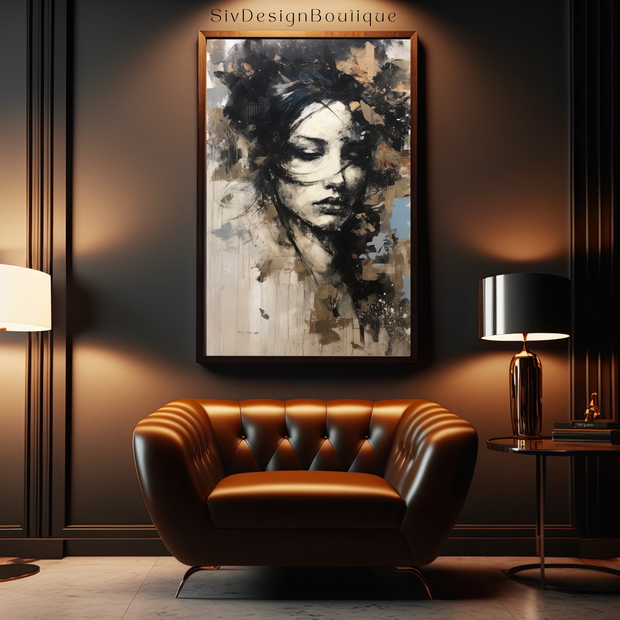 Abstract Portrait | Woman Face Painting | Modern Wall Art | Living Room ...