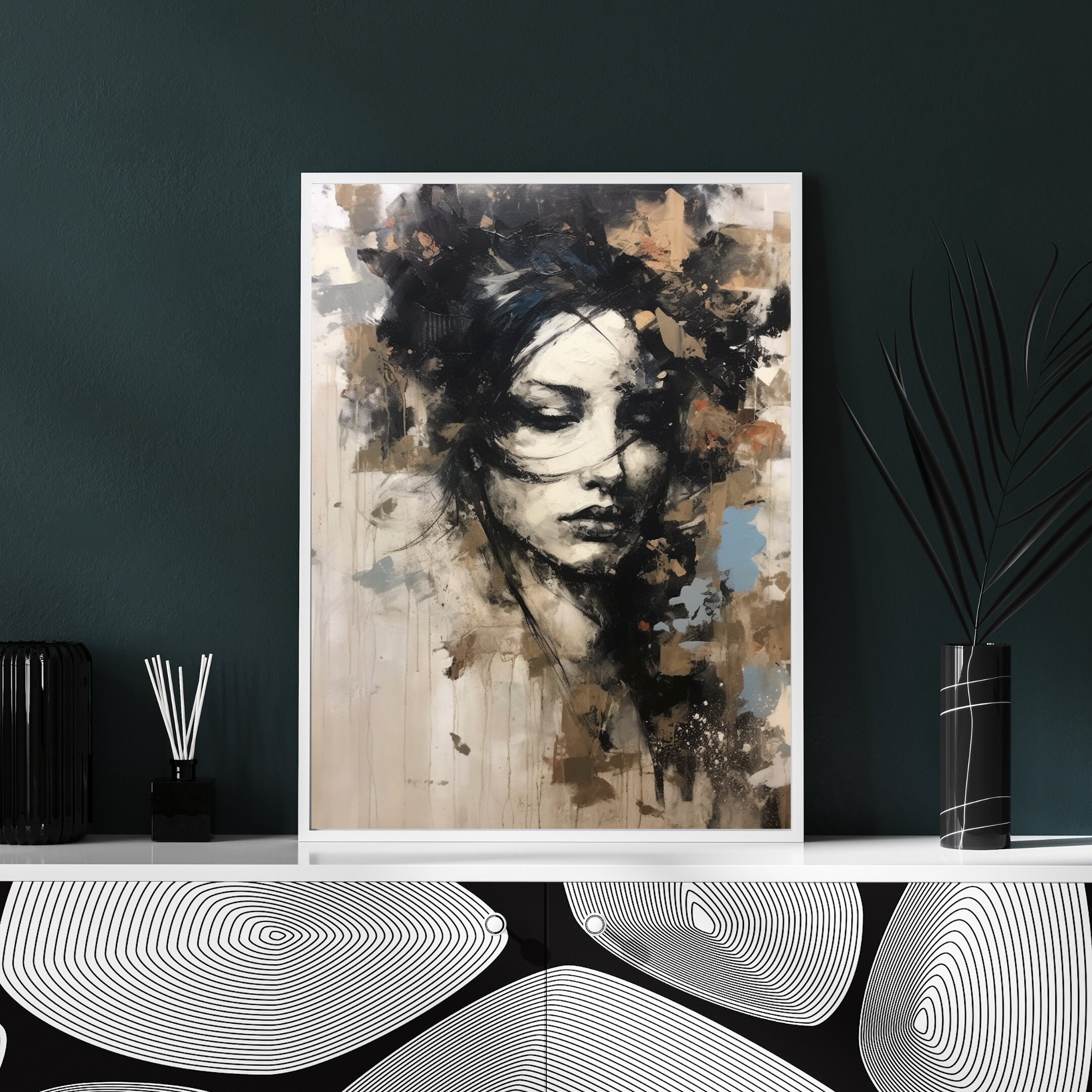 Abstract Portrait | Woman Face Painting | Modern Wall Art | Living Room ...