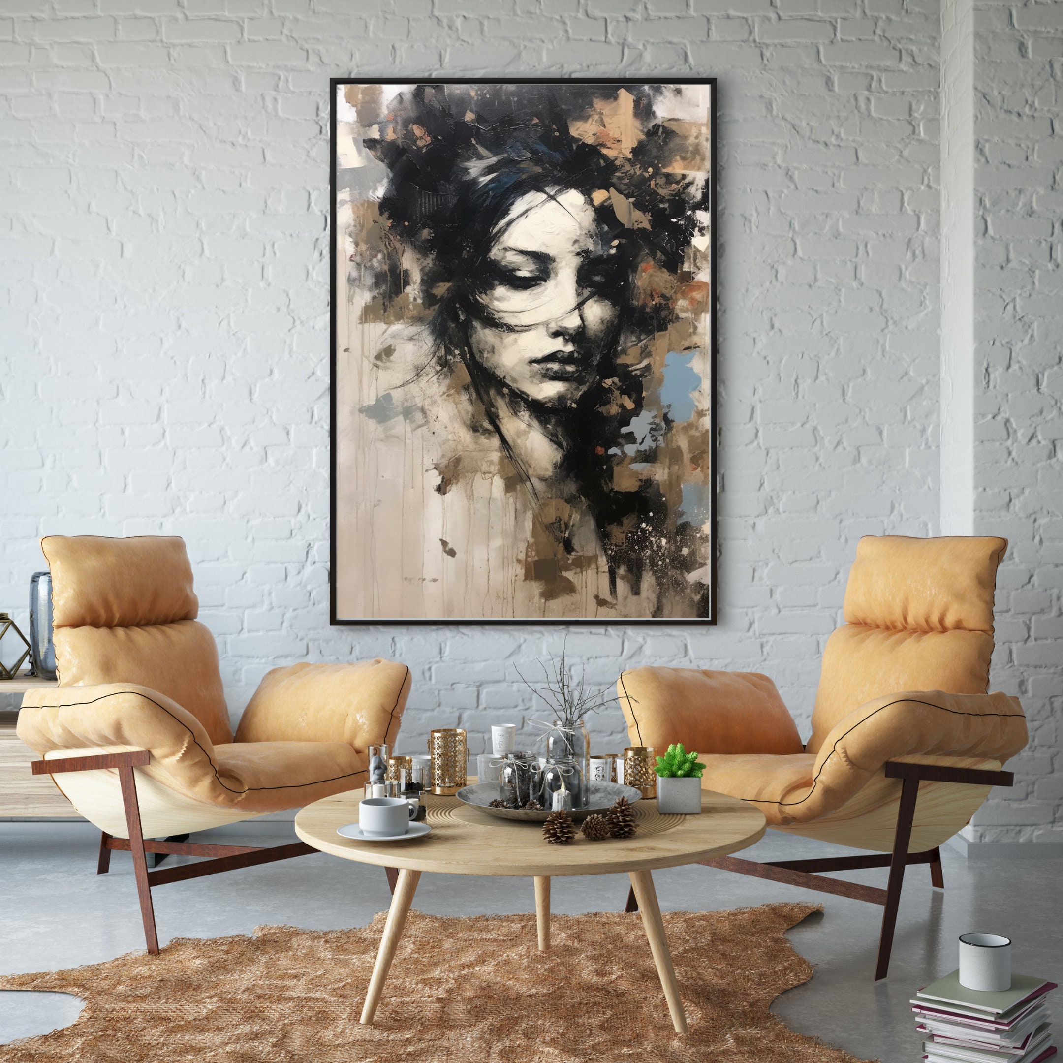 Abstract Portrait | Woman Face Painting | Modern Wall Art | Living Room ...