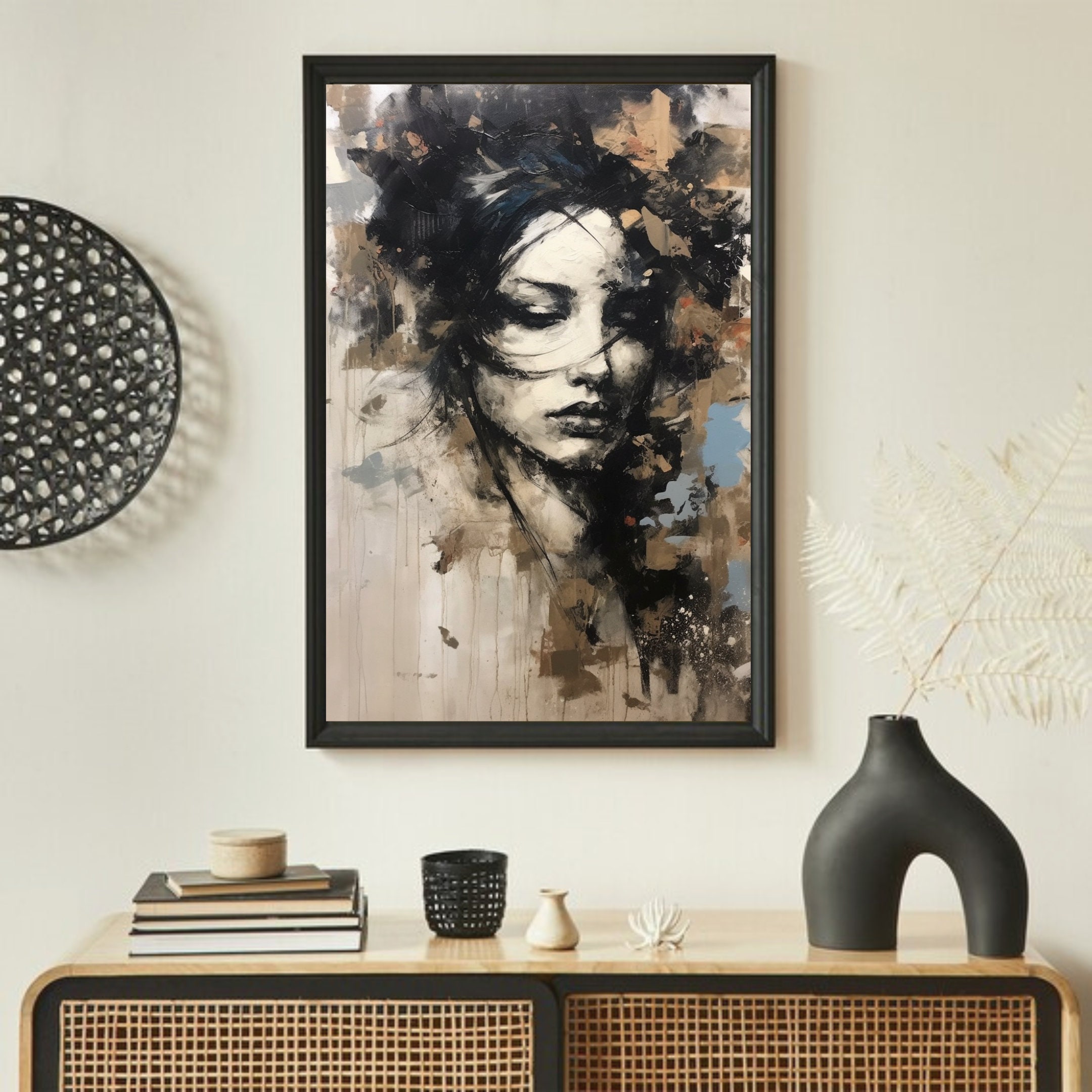 Abstract Portrait | Woman Face Painting | Modern Wall Art | Living Room ...