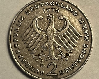 Vintage Münzen 2 Deutsche Mark aus Westdeutschland - Verschiedene Jahre und Prägezeiten 1976-1992