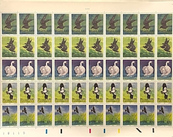 Dänemark Briefmarken - 1986 - Nationale Vogel-Kandidaten - Ganzer Bogen 10x5 - postfrisch; Rabe; Star; Schwan; Kiebitz; Feldlerche