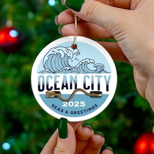 Ocean City NJ Ceramic Ornament: Coastal Christmas Tree Decor