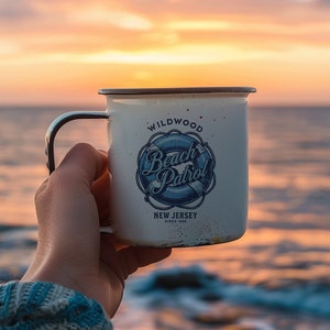 Wildwood New Jersey Emaille-Tasse: Geschenk für Strandliebhaber
