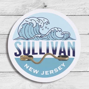 Personalized NJ Shore Beach Tag Sign: Custom Nautical Wood Wall Decor