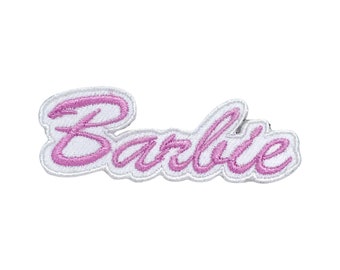 Pink Barbie Logo Art Badges Iron On Sew On Applique Embroidery Patch Clothing Jacket Jeans