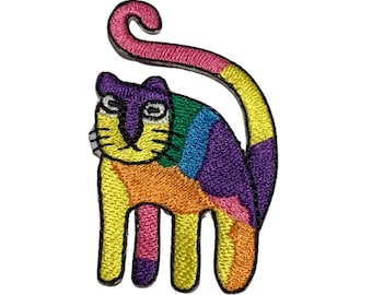 Badges animaux chat colorés à repasser, patch brodé à coudre, vêtements, veste, jean