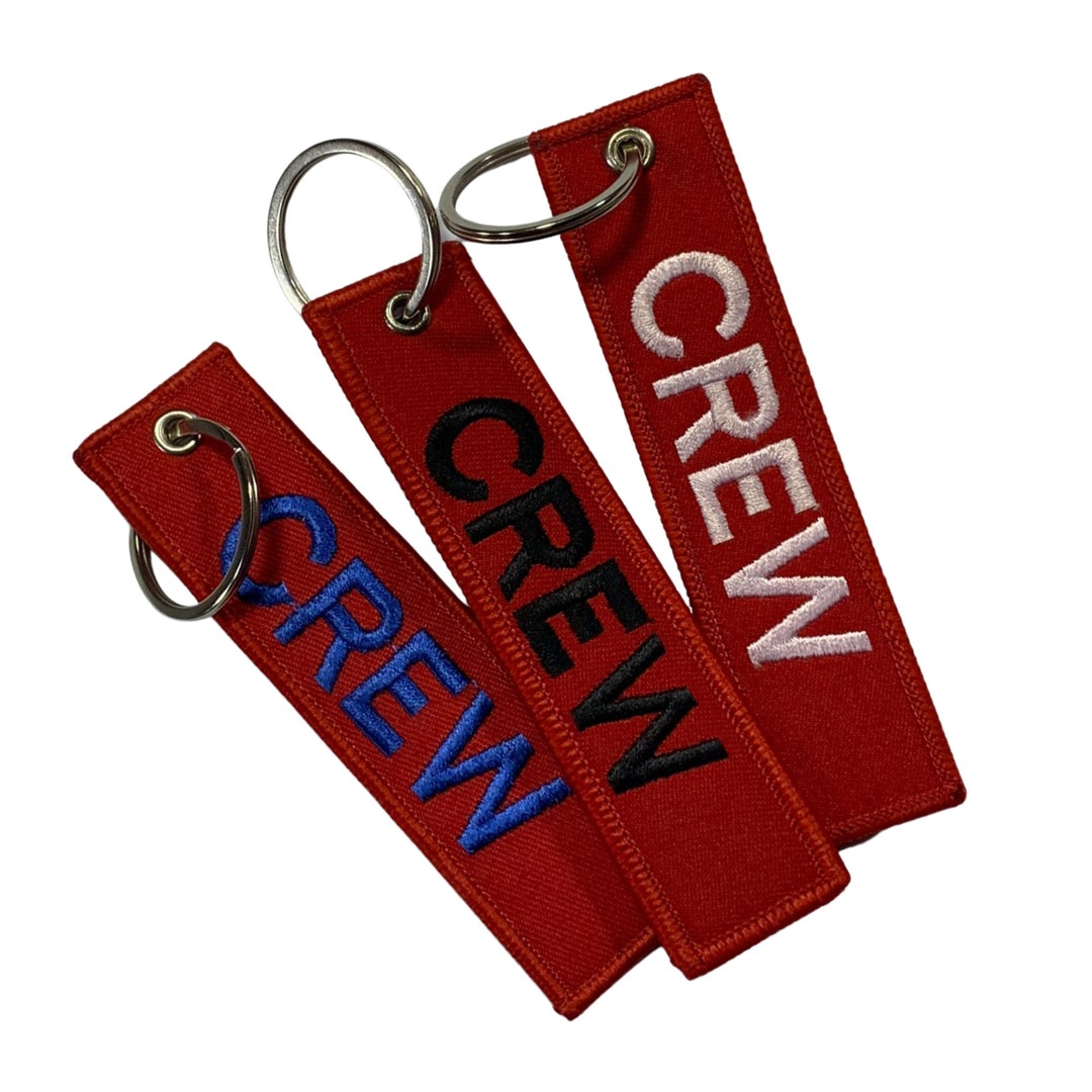 Crew Embroidered Key Chain Luggage Tag Key Chain Crew Key Ring Etsy
