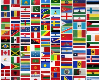 Écusson brodé drapeau de pays international à repasser Coudre sur une applique Drapeau de pays national A-E