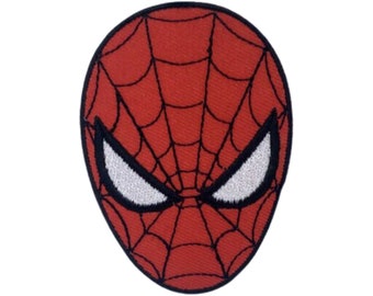 Visage de super-héros Spiderman, dessin animé, fer à repasser ou coudre appliqué sur un patch brodé