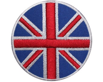 Union Jack drapeau national rond Royaume-Uni Angleterre Badges thermocollant à coudre sur applique brodée