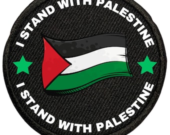 Je suis solidaire de la Palestine, impression d'un écusson brodé du drapeau national, d'un insigne du drapeau national, de la Palestine à Gaza