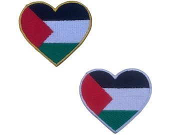 Je suis avec le drapeau de la Palestine coeur, fer sur un patch brodé à coudre sur un badge appliqué Palestine gratuit