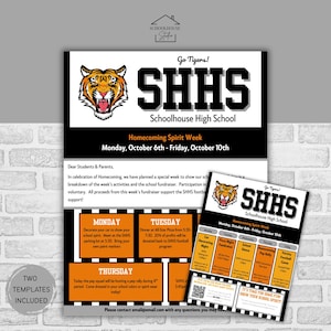 School Spirit Template: Editable Teacher Appreciation, Homecoming Sports Week Calendar (Canva, Printable Handout, Instant Digital Download)