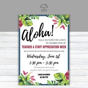 Plantilla de invitación tropical: invitación editable con temática de luau hawaiano (Canva, imprimible, descarga digital)