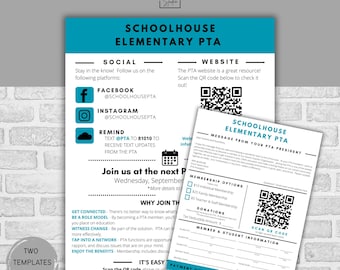 Modelo de Campanha de Sócios PTO PTA: Flyer e Formulário Editáveis, Volta às Aulas e Portas Abertas (Canva, Folheto para Impressão, Download Digital)