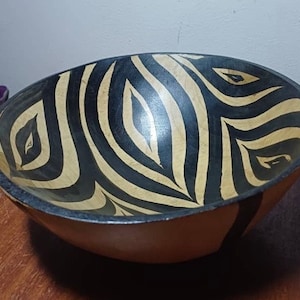 Zebra print Oval wooden bowl, salad bowl…