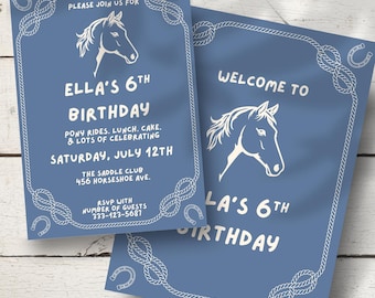 Pony Party Birthday Invitation & Birthday Poster | Editable Canva Template | Western Party Invite | Cowboy Cowgirl Birthday Digital Download