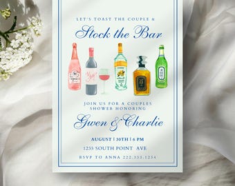 Stock the Bar Party Invite | Engagement Party Invite | Housewarming Invite | Editable Canva Template | Bar Party Printable Invite