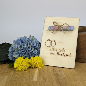 Hochzeitskarte | Glückwunschkarte | Holzkarte | Geldgeschenk | Geschenkidee | Hochzeit | Ringe