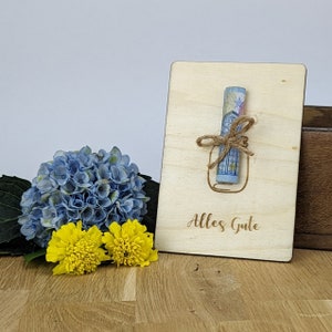 Glückwunschkarte | Holzkarte | Geldgeschenk | Geburtstagskarte | Geschenkidee | Geburtstag | Glas