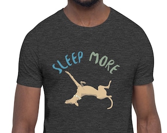Sleep More Greyhound T-Shirt - Happy Dog Lounging Design - Comfortable Unisex T-Shirt - Whippet - Galgo
