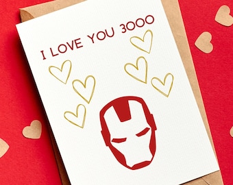 Jag älskar dig 3000 Alla hjärtans dag-kort, Marvel-inspirerat utskrivbart alla hjärtans dag-kort