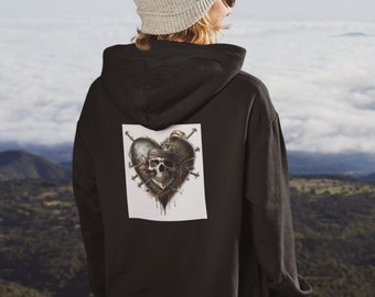 Sudadera con capucha pirata, sudadera con capucha gótica, sudadera con capucha unisex, sudadera con capucha con capucha Sudadera con capucha de terror, sudadera con capucha negra, sudadera gótica, sudadera, corazón, sudadera con capucha de corazón