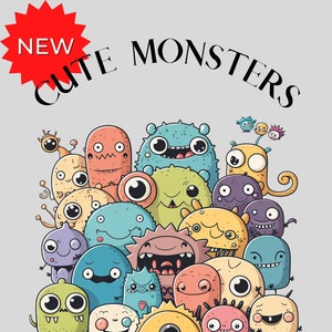 Cute monsters | Printable colouring pages | Instant download