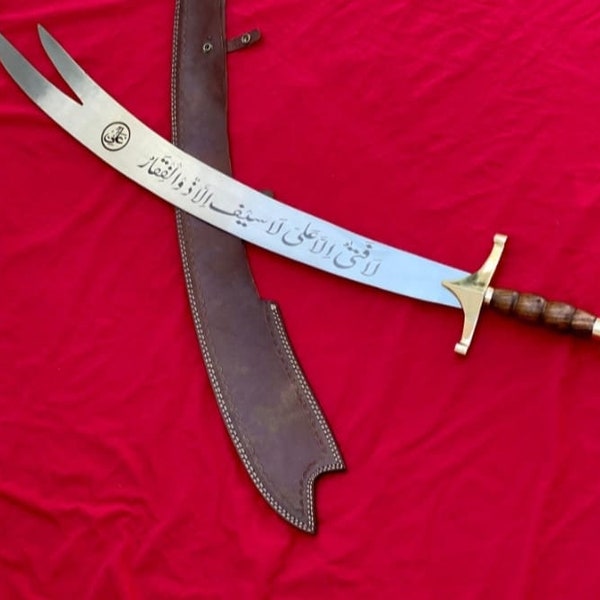 Épée faite main, épée islamique Talwar 5160 en métal lourd Zulfiqar en acier au carbone, cadeau personnalisé, épée ancienne, cadeau pour mari, cadeau pour lui,