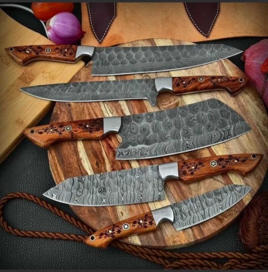 Amazing Handmade Hand Damascus Chef Knife Set for You. Kitchen Best Gift for Her Etsy