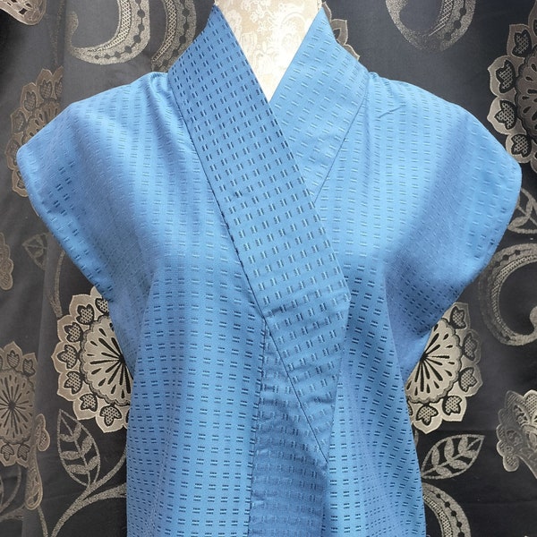 Hecho a mano - Top estilo kimono azul sin mangas (cosplay)