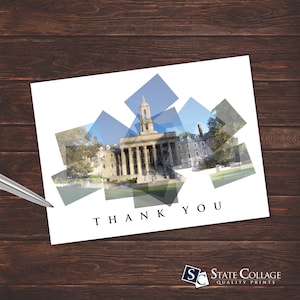 Penn State Thank You Cards | Original Old Main Collage design | Blank inside w/ Env | Great for graduation, grads, and alumni - Pack of 10