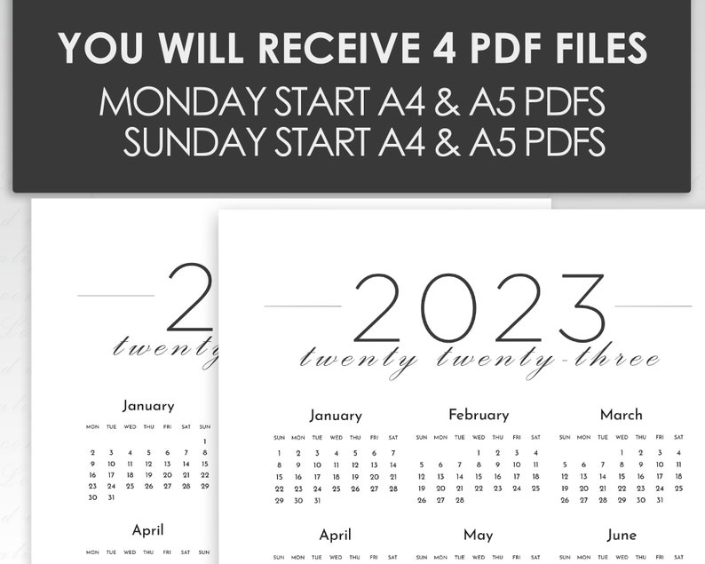 Printable 2023 Yearly Calendar, 2023 Year at a Glance Calendar ...
