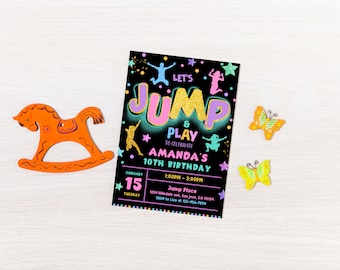 Golden Gymnastics 10th Birthday Invitation: Editable Jump Party (Digital)